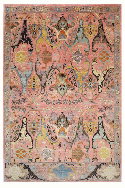 306 x 416 cm | Oriental Kawros Pink Area Rug Afghan Hand Knotted Veg Dye Wool carpet