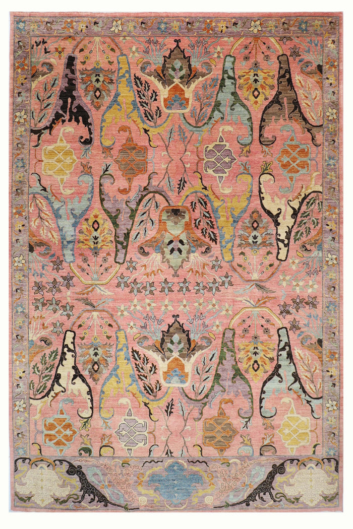 306 x 416 cm | Oriental Kawros Pink Area Rug Afghan Hand Knotted Veg Dye Wool carpet