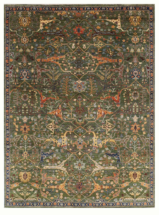 253 x 290 cm | Oriental Bidjar Green Area Rug Afghan Hand Knotted Veg Dye Wool carpet