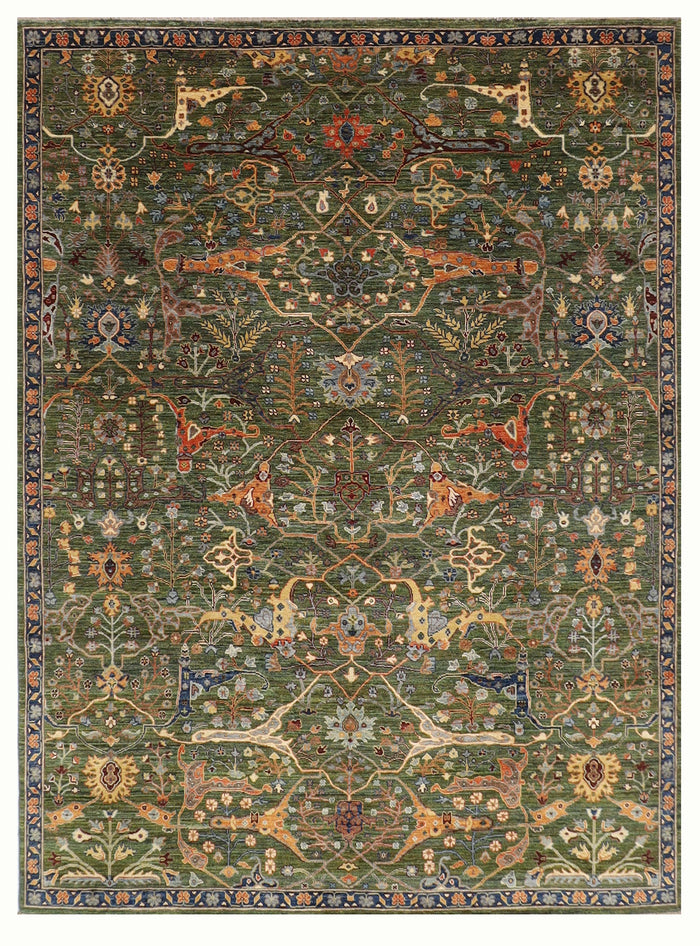253 x 290 cm | Oriental Bidjar Green Area Rug Afghan Hand Knotted Veg Dye Wool carpet