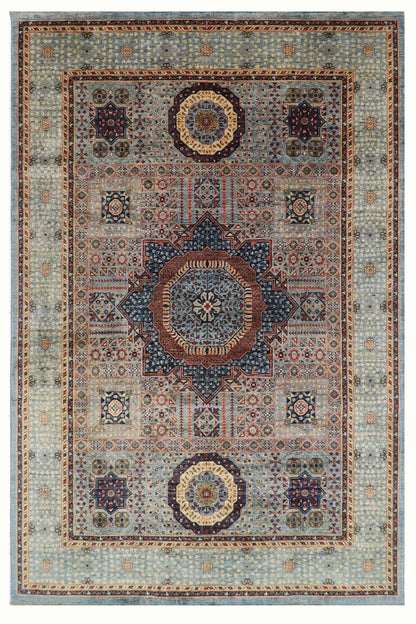 247 x 350 cm | Oriental Mamluk Gray Area Rug Afghan Hand Knotted Veg Dye Wool carpet
