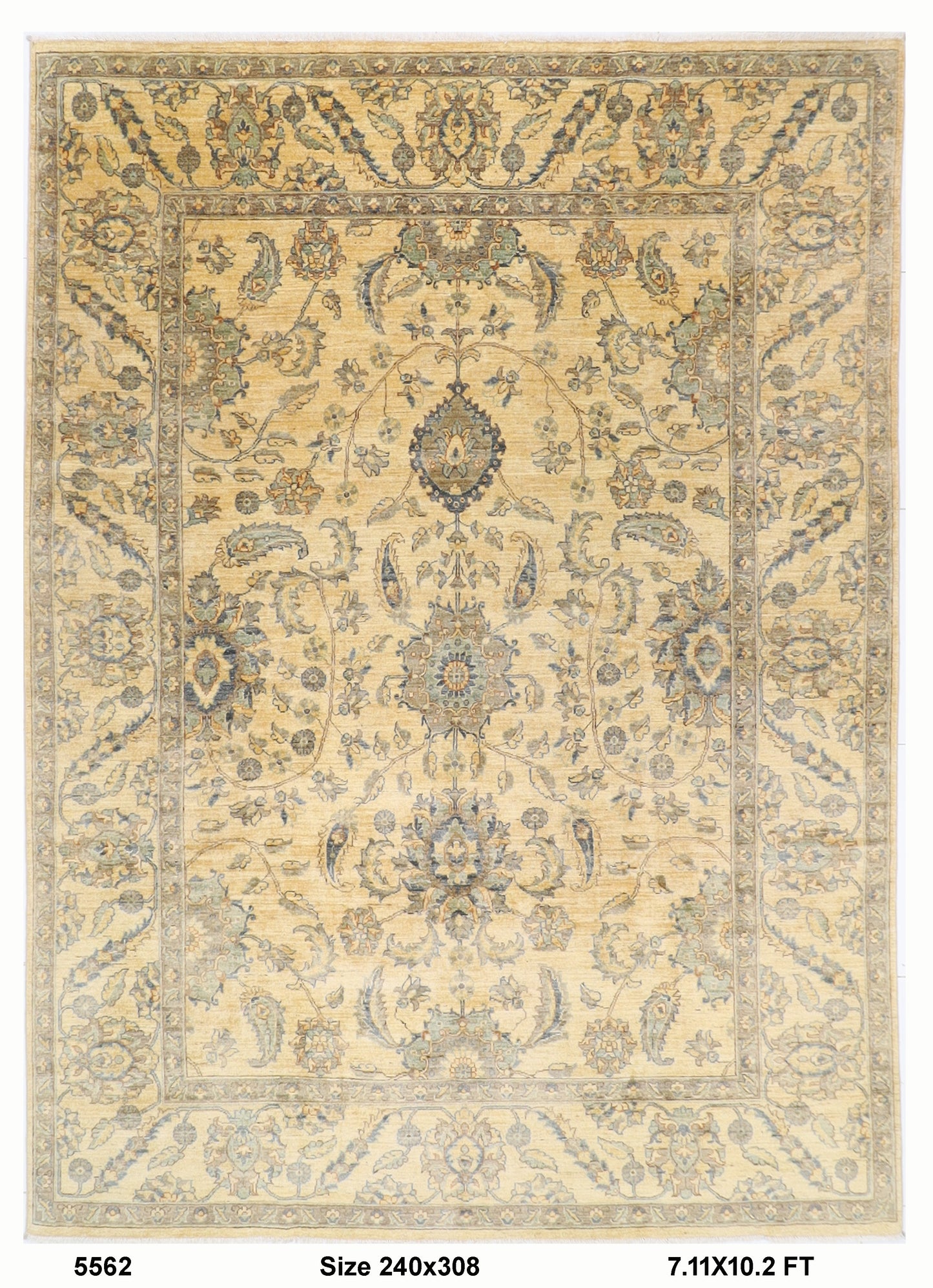 240 x 308 cm | Oriental Floral Beige Area Rug Afghan Hand Knotted Veg Dye Wool carpet