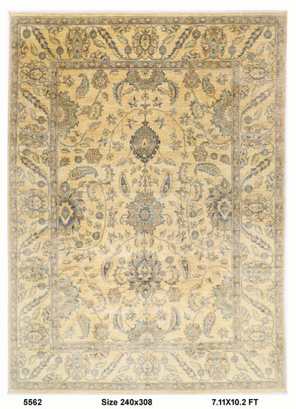 240 x 308 cm | Oriental Floral Beige Area Rug Afghan Hand Knotted Veg Dye Wool carpet