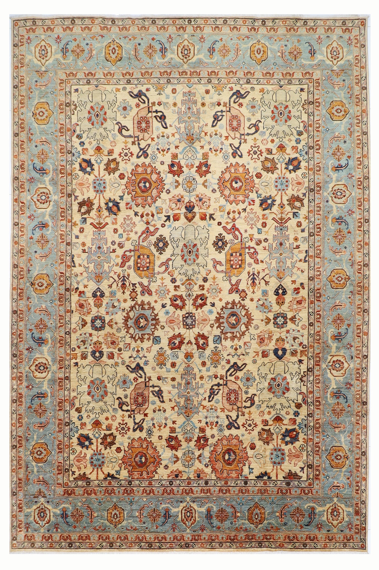 272 x 383 cm | Oriental Bidjar Beige Area Rug Afghan Hand Knotted Veg Dye Wool carpet