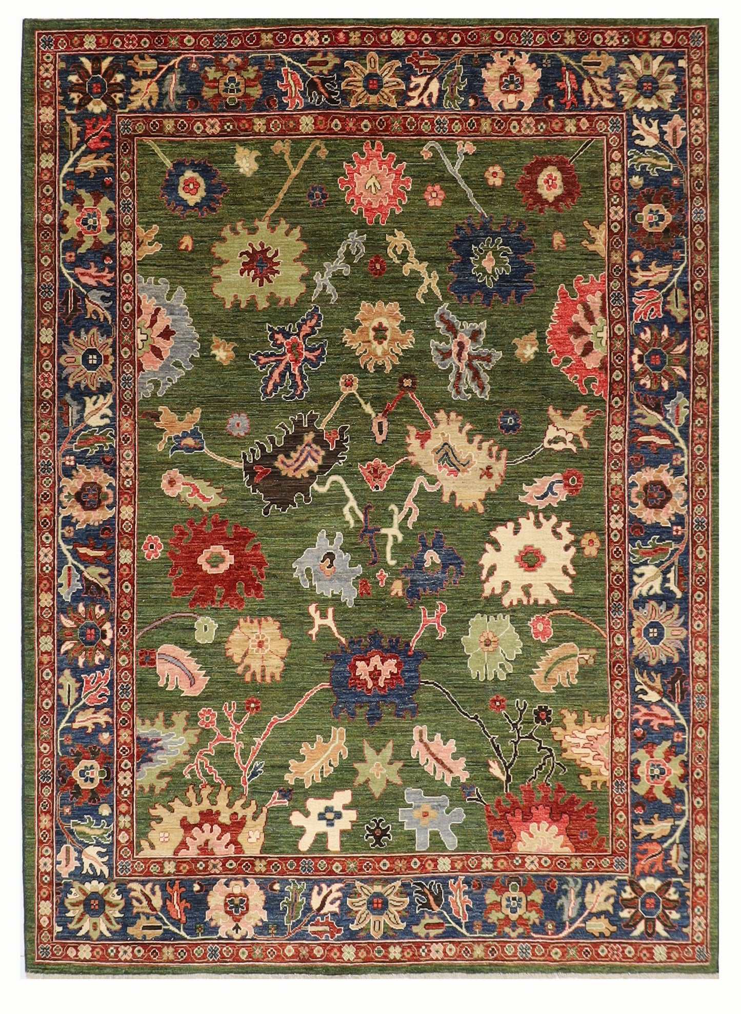 258 x 302 cm | Oriental Oushak Green Area Rug Afghan Hand Knotted Veg Dye Wool carpet