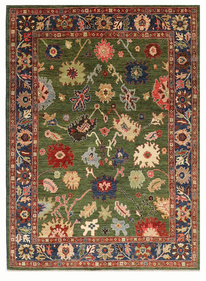 258 x 302 cm | Oriental Oushak Green Area Rug Afghan Hand Knotted Veg Dye Wool carpet