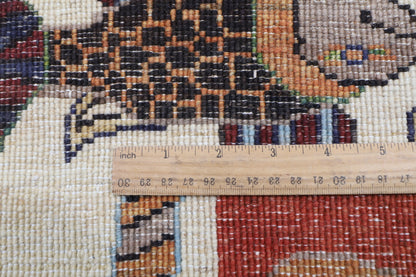 146 x 198 cm | Fish Design Hand Knotted Veg Dye Wool Afghan Carpet
