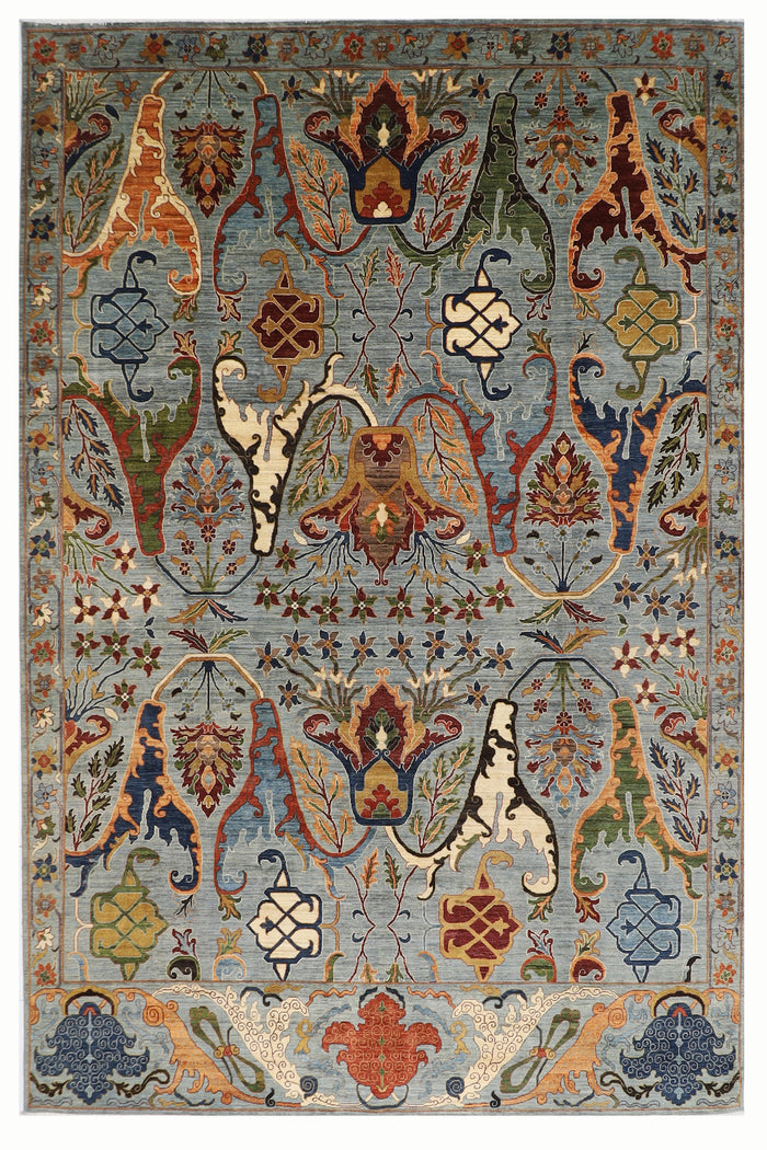 301 x 424 cm | Kawros Gray Design Area Rug Afghan Hand Knotted Veg Dye Wool carpet