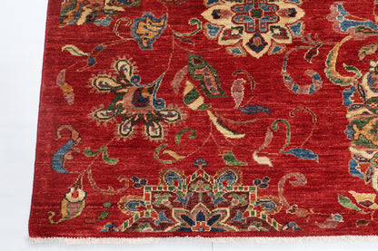 154 x 202 cm | Suzani Red Design Hand Knotted Veg Dye Wool Afghan Carpet