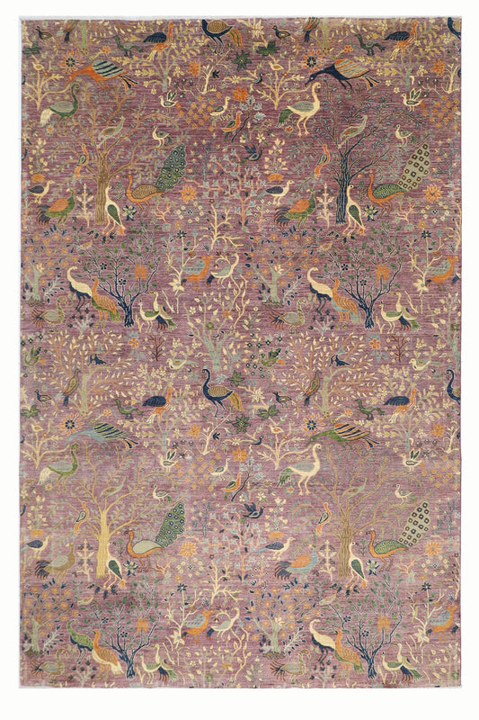 274 x 358 cm | Birds Design Area Rug Afghan Hand Knotted Veg Dye Wool carpet
