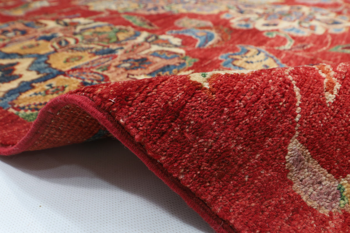 154 x 202 cm | Suzani Red Design Hand Knotted Veg Dye Wool Afghan Carpet