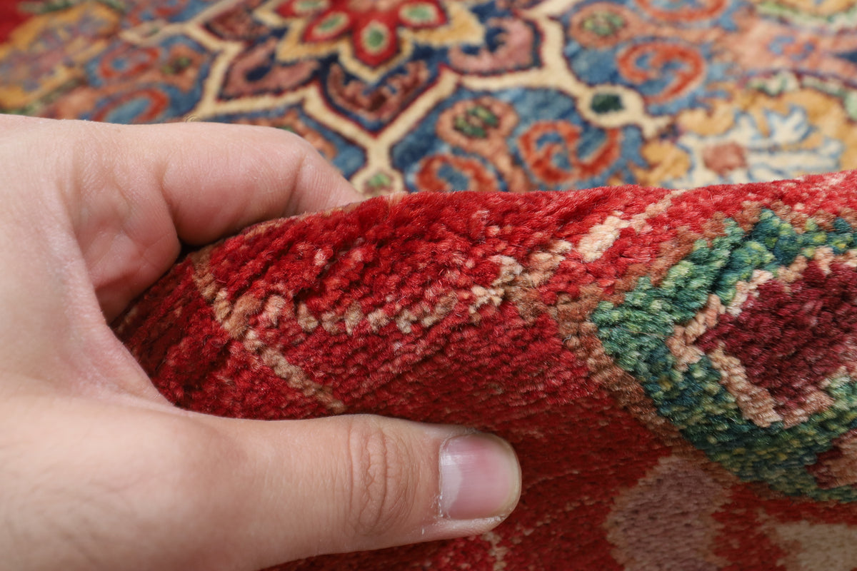 154 x 202 cm | Suzani Red Design Hand Knotted Veg Dye Wool Afghan Carpet