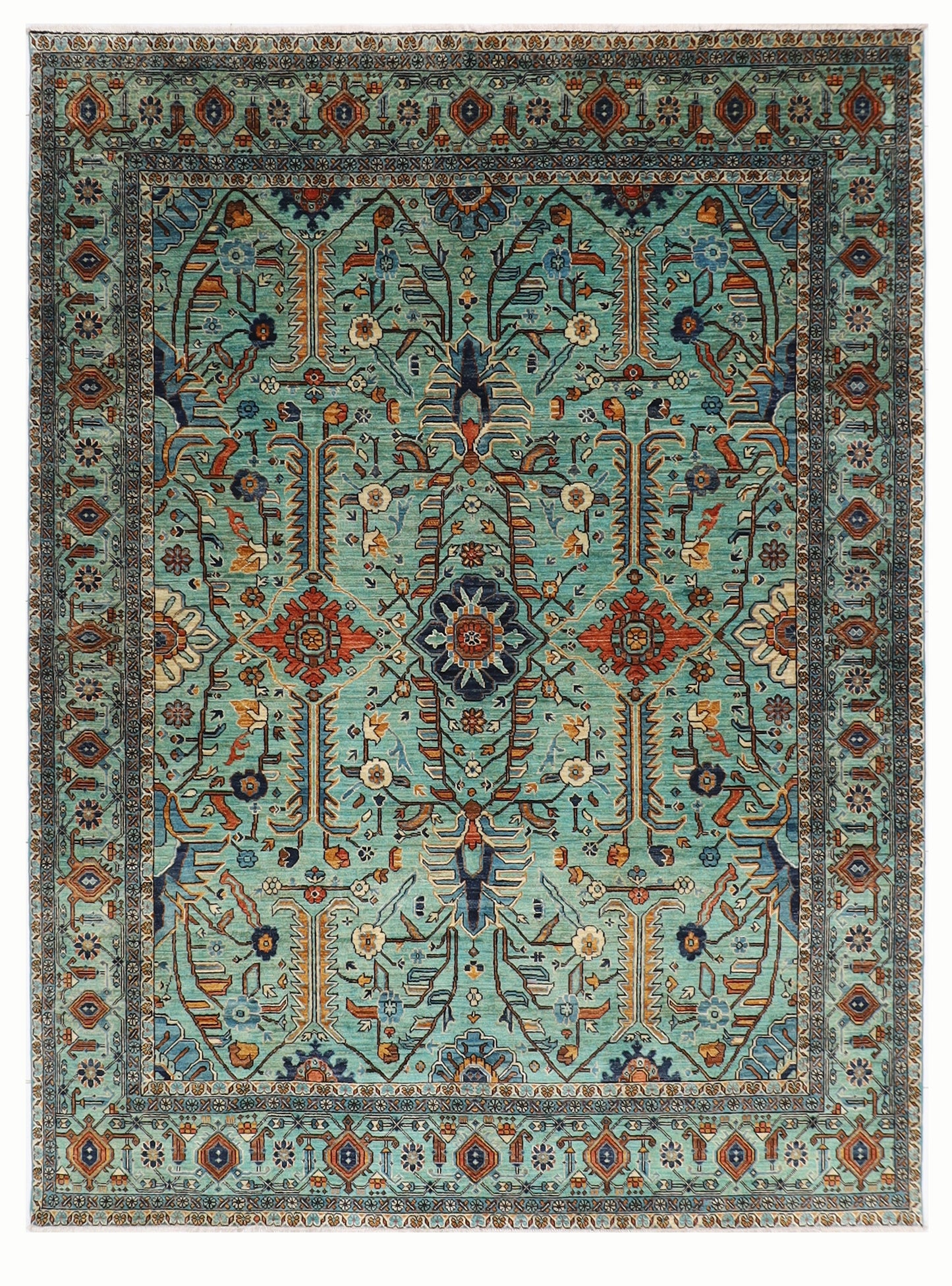 246 x 298 cm | Serapi Floral Area Rug Afghan Hand Knotted Veg Dye Wool carpet