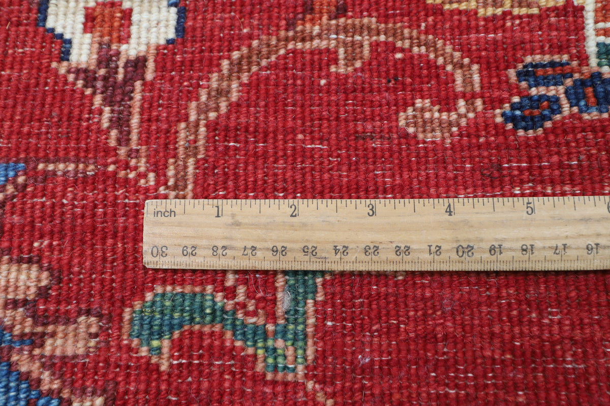 154 x 202 cm | Suzani Red Design Hand Knotted Veg Dye Wool Afghan Carpet