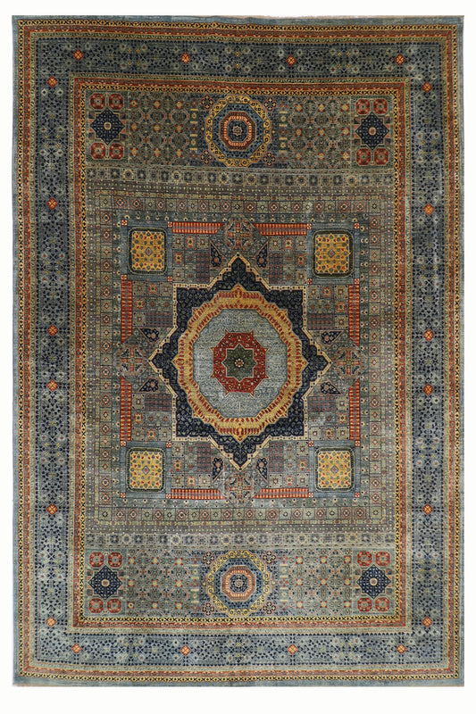 309 x 417 cm | Mamluk Gray Fine Quality Area Rug Afghan Hand Knotted Veg Dye Wool carpet