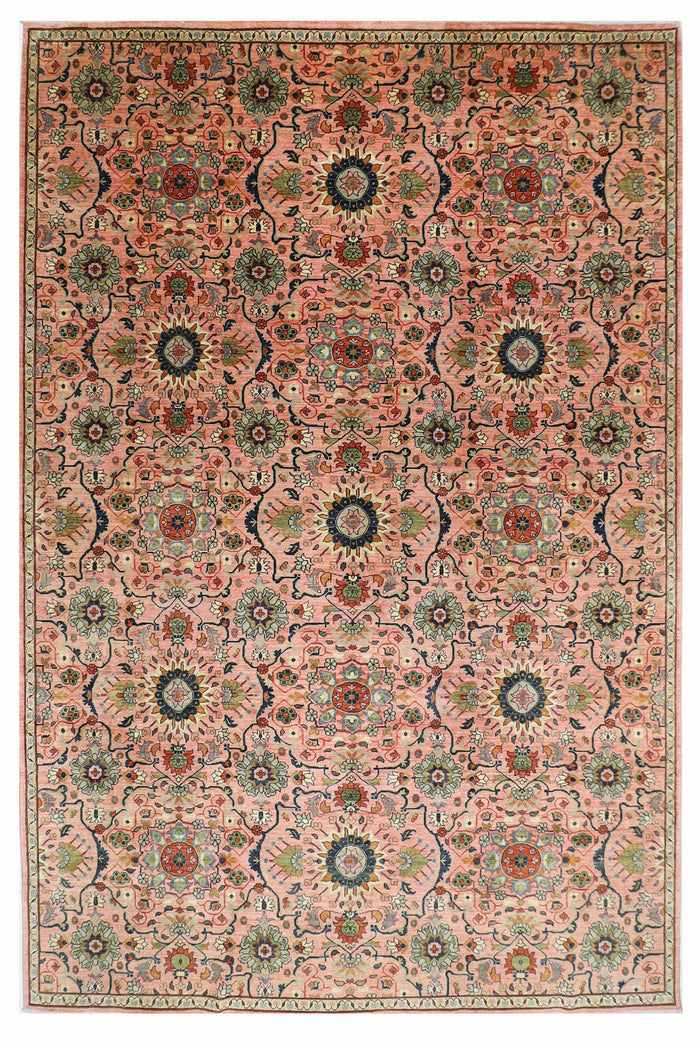 304 x 420 cm | Oriental Pink Area Rug Afghan Hand Knotted Veg Dye Wool carpet