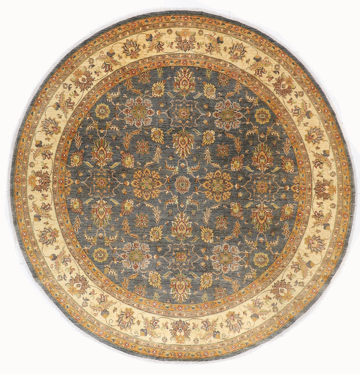 297 x 296 cm | Zeigler Round Rug Afghan Hand Knotted Veg Dye Wool carpet