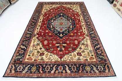 205 x 298 cm | Heriz Afghan Tribal Hand Knotted Veg Dye Wool carpet