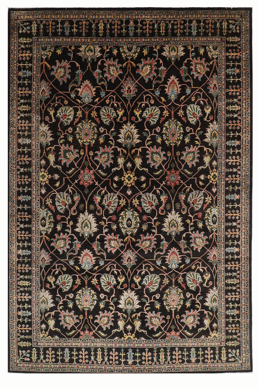 271 x 372 cm | Oriental Sultani Black Area Rug Afghan Hand Knotted Veg Dye Wool carpet