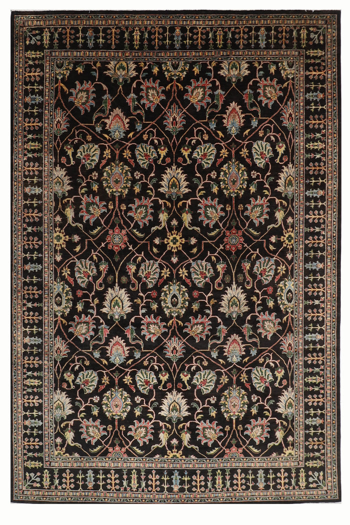 271 x 372 cm | Oriental Sultani Black Area Rug Afghan Hand Knotted Veg Dye Wool carpet