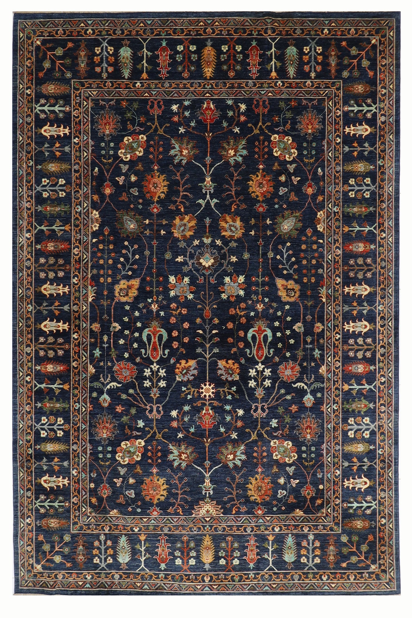 267 x 369 cm | Sultani Navy Blue Area Rug Afghan Hand Knotted Veg Dye Wool carpet