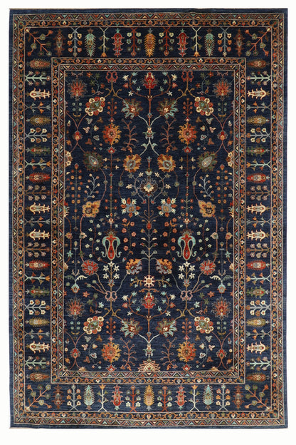 267 x 369 cm | Sultani Navy Blue Area Rug Afghan Hand Knotted Veg Dye Wool carpet
