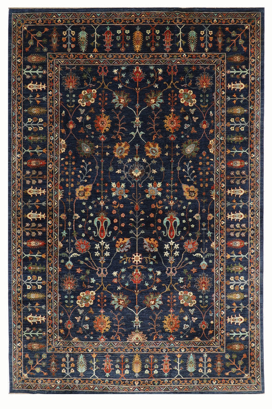267 x 369 cm | Sultani Navy Blue Area Rug Afghan Hand Knotted Veg Dye Wool carpet
