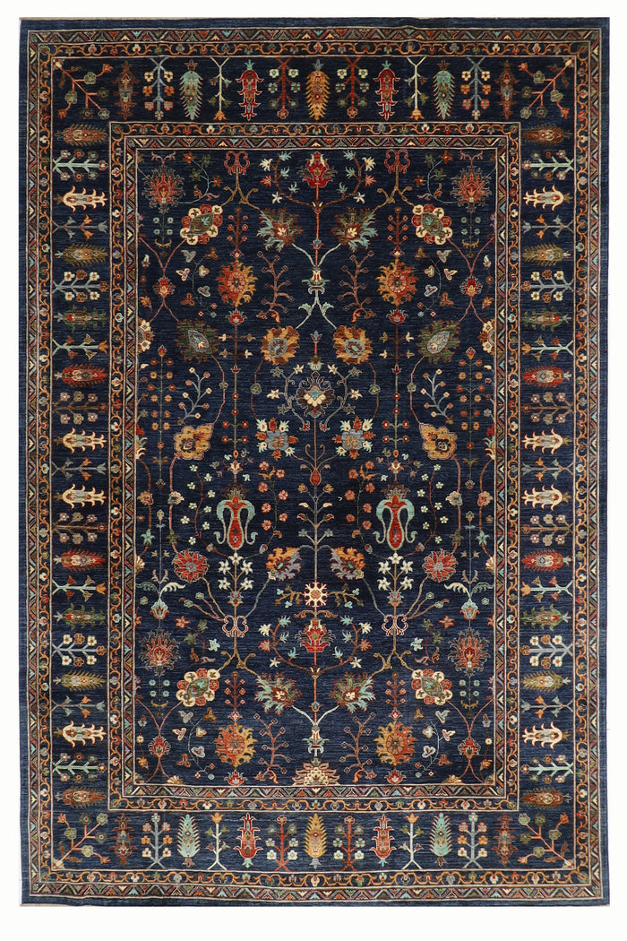 267 x 369 cm | Sultani Navy Blue Area Rug Afghan Hand Knotted Veg Dye Wool carpet