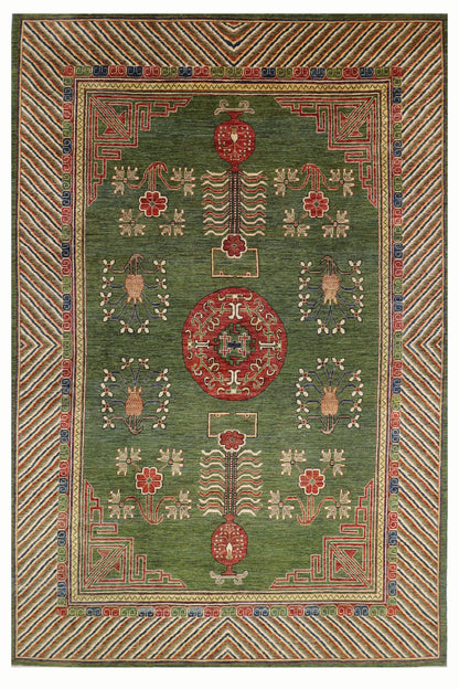 310 x 415 cm | Oriental Suzani Green Area Rug Afghan Hand Knotted Veg Dye Wool carpet