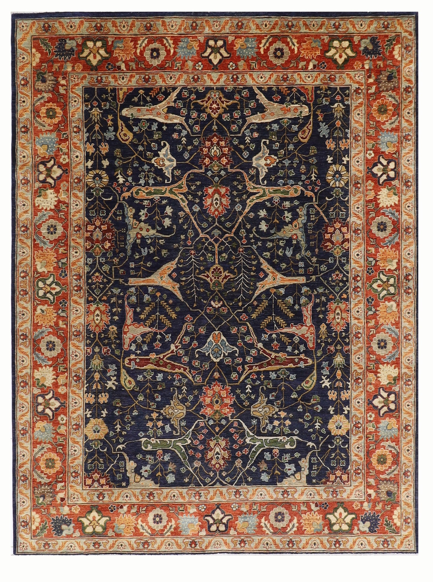 253 x 297 cm | Bidjar Navy Blue Area Rug Afghan Hand Knotted Veg Dye Wool carpet