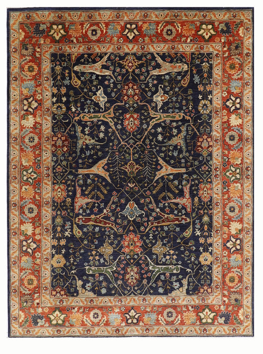 253 x 297 cm | Bidjar Navy Blue Area Rug Afghan Hand Knotted Veg Dye Wool carpet