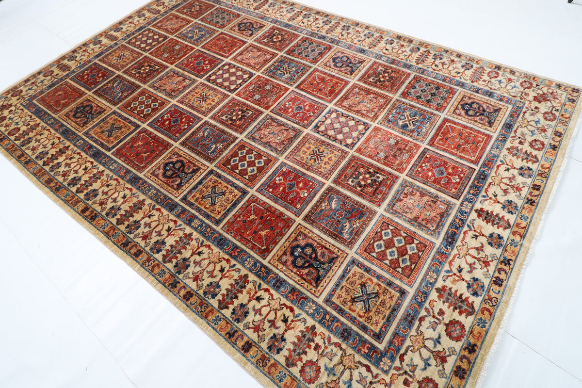 207 x 299 cm | Geometric Design Hand Knotted Veg Dye Wool Afghan Carpet