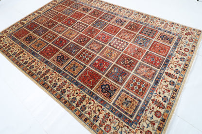 207 x 299 cm | Geometric Design Hand Knotted Veg Dye Wool Afghan Carpet
