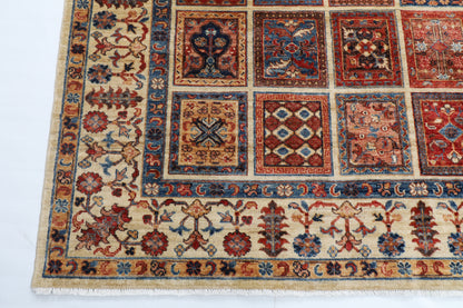 207 x 299 cm | Geometric Design Hand Knotted Veg Dye Wool Afghan Carpet