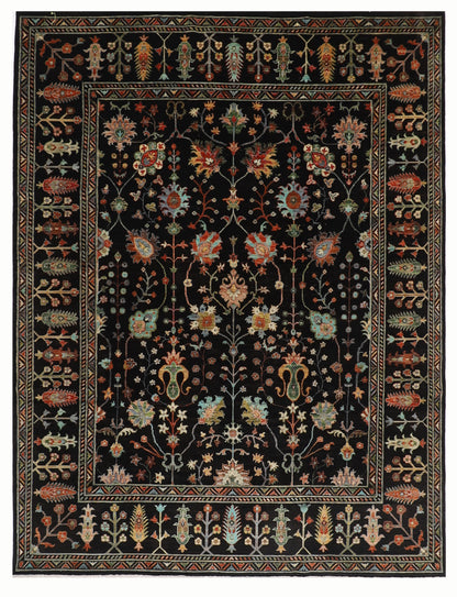 253 x 303 cm | Oriental Sultani Black Area Rug Afghan Hand Knotted Veg Dye Wool carpet