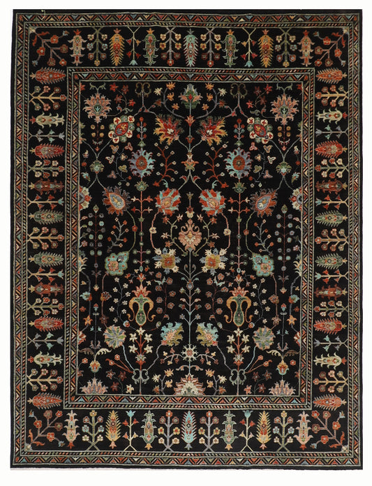 253 x 303 cm | Oriental Sultani Black Area Rug Afghan Hand Knotted Veg Dye Wool carpet