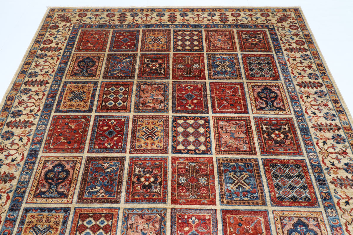 207 x 299 cm | Geometric Design Hand Knotted Veg Dye Wool Afghan Carpet