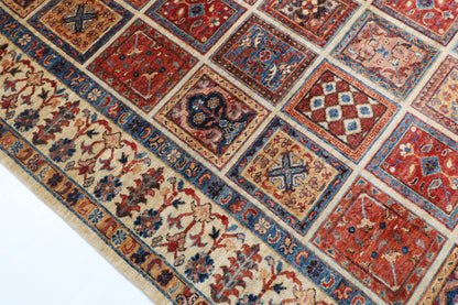 207 x 299 cm | Geometric Design Hand Knotted Veg Dye Wool Afghan Carpet