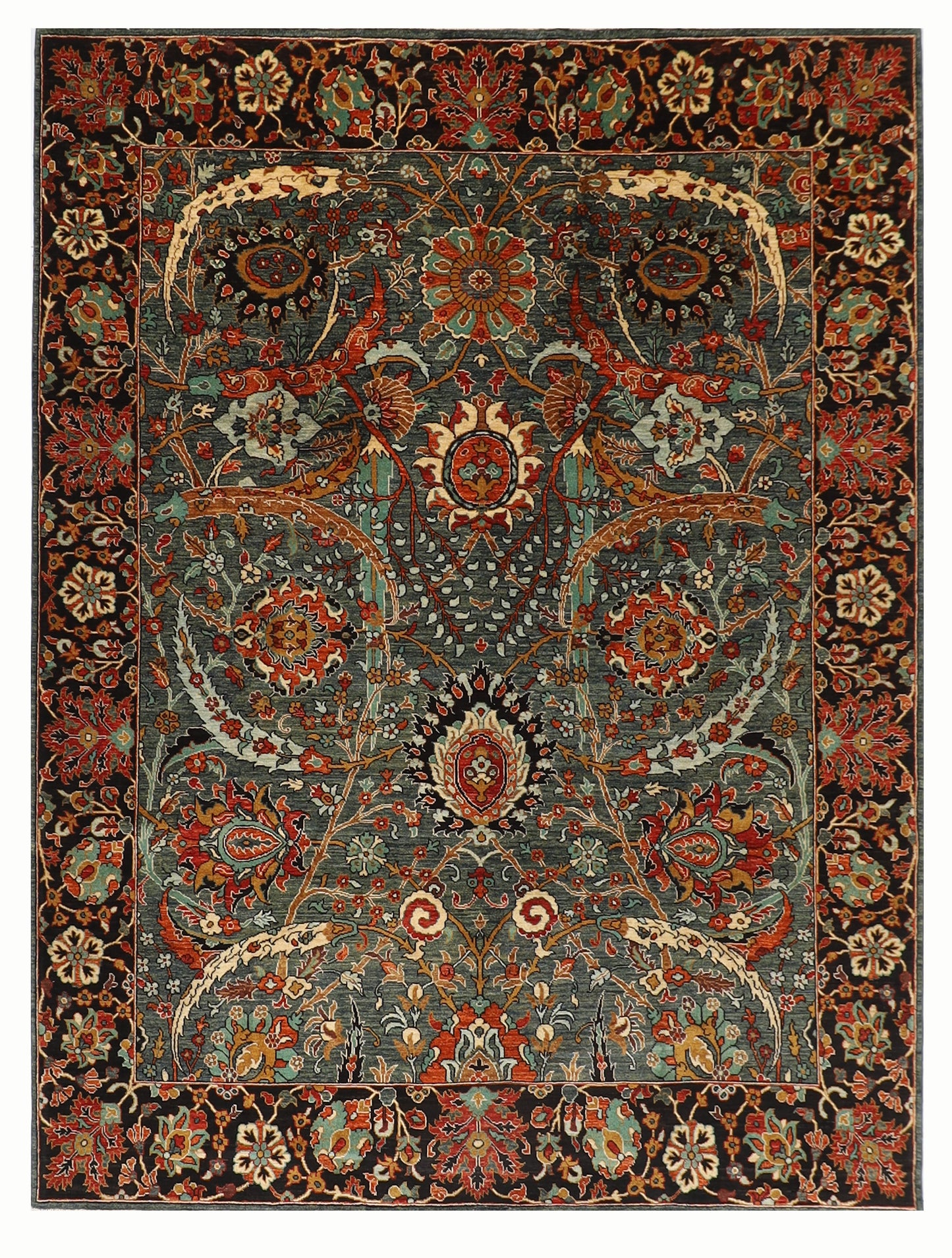 249 x 298 cm | Oriental Green Area Rug Afghan Hand Knotted Veg Dye Wool carpet