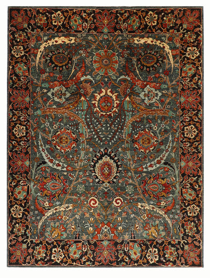 249 x 298 cm | Oriental Green Area Rug Afghan Hand Knotted Veg Dye Wool carpet