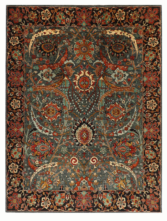 249 x 298 cm | Oriental Green Area Rug Afghan Hand Knotted Veg Dye Wool carpet