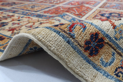 207 x 299 cm | Geometric Design Hand Knotted Veg Dye Wool Afghan Carpet