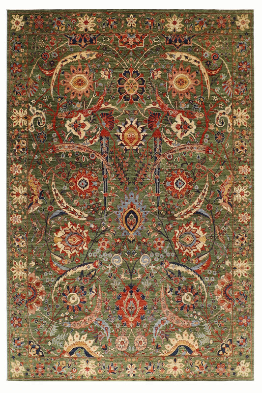 278 x 360 cm | Oriental Bidjar Green Area Rug Afghan Hand Knotted Veg Dye Wool carpet