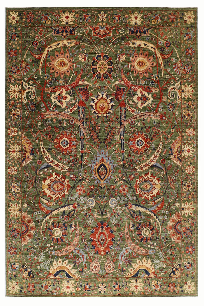 278 x 360 cm | Oriental Bidjar Green Area Rug Afghan Hand Knotted Veg Dye Wool carpet