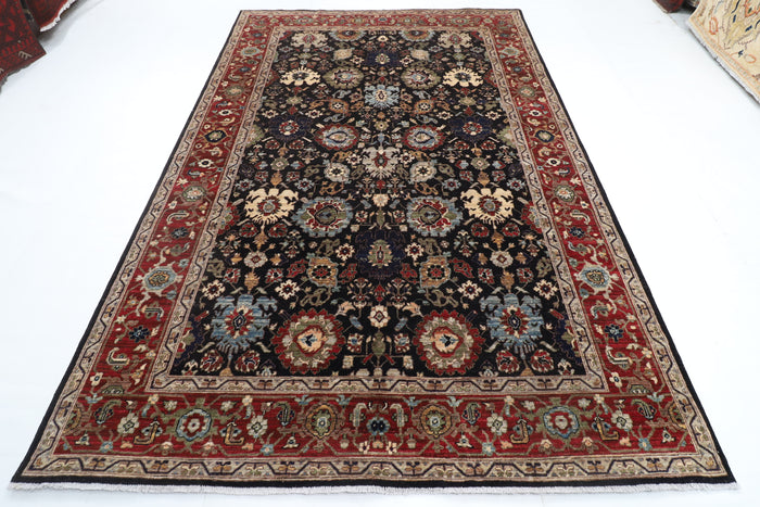 201 x 297 cm | Floral Blue Design Hand Knotted Veg Dye Wool Afghan Carpet
