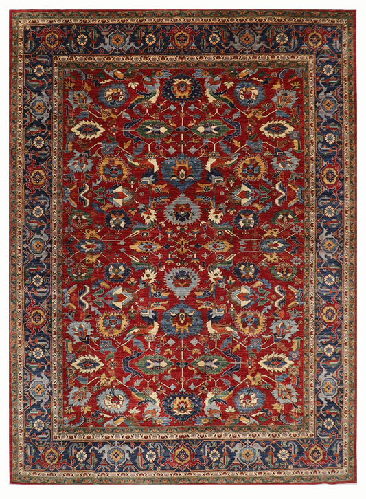 360 x 454 cm | Serapi Large Red Area Rug Afghan Hand Knotted Veg Dye Wool carpet