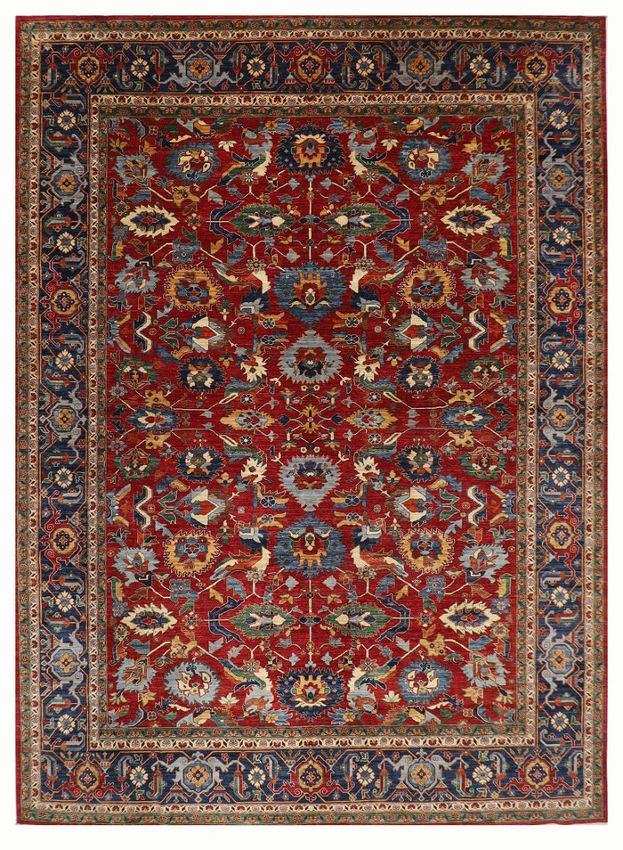 360 x 454 cm | Serapi Large Red Area Rug Afghan Hand Knotted Veg Dye Wool carpet
