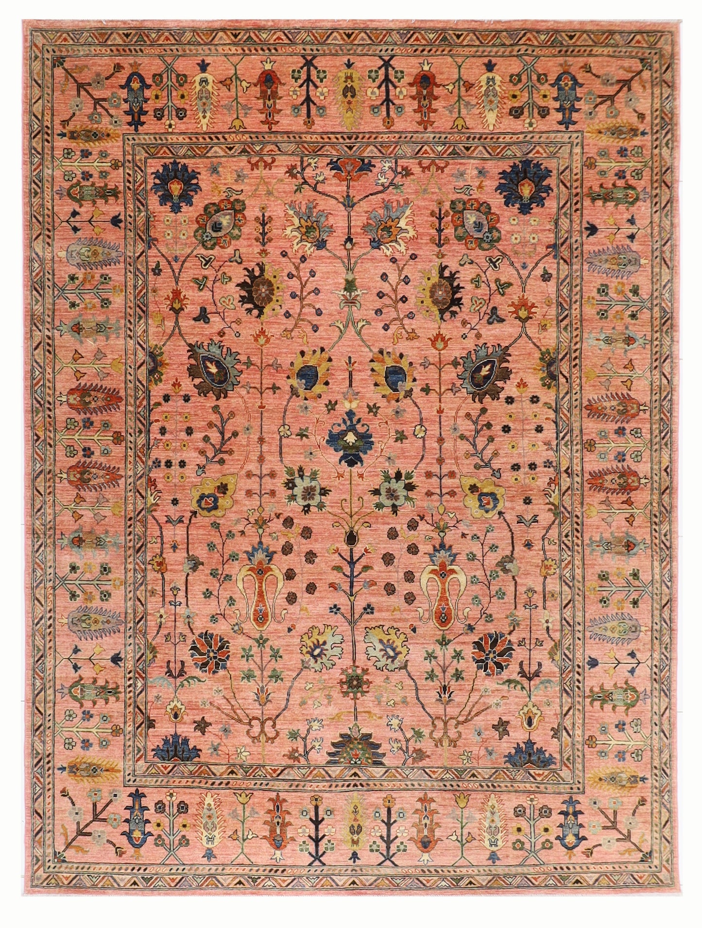 245 x 298 cm | Oriental Sultani Pink Area Rug Afghan Hand Knotted Veg Dye Wool carpet