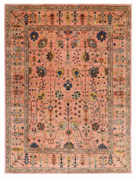 245 x 298 cm | Oriental Sultani Pink Area Rug Afghan Hand Knotted Veg Dye Wool carpet