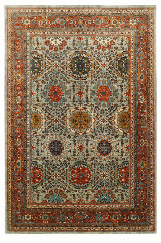 277 x 360 cm | Oriental Floral Area Rug Afghan Hand Knotted Veg Dye Wool carpet